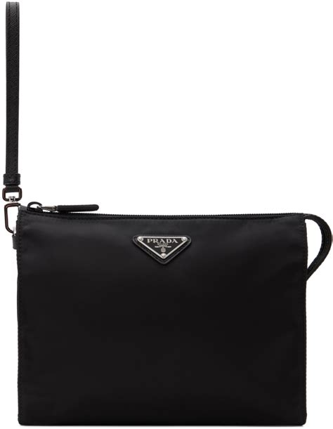 prada black nylon & saffiano pouch